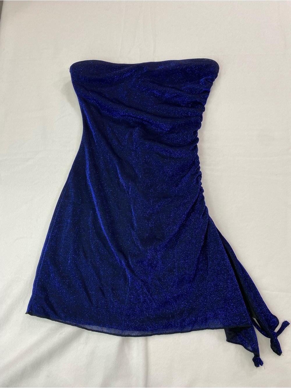 Princess Poly- Strapless Shimmer Mini Dress in Royal Blue